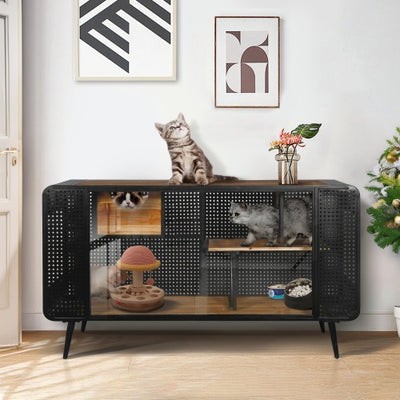 Spacious Cat Houses With Tempered Glass Are Suitable For Living Rooms, Hallways, Dens, And Other Spaces